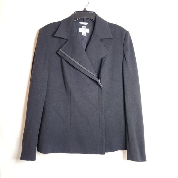 Talbots Black Blazer With Asymetrical Zip Size 10. Capsule,  Dark Feminine. - Picture 1 of 10